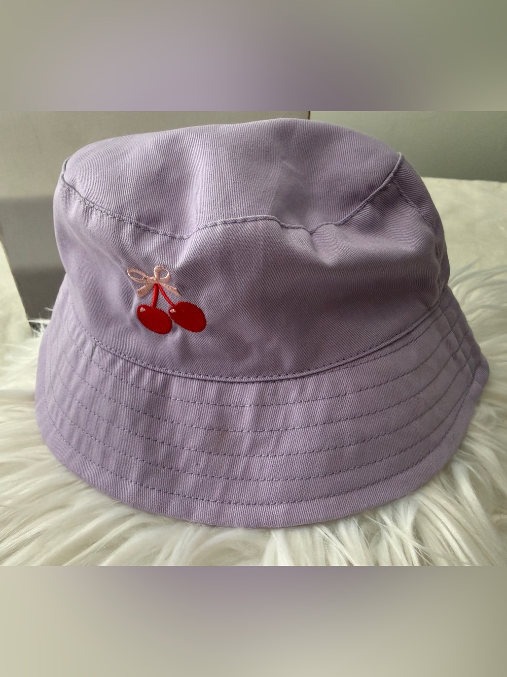 1-3 Yrs Purple Cherry Embroidered Bucket Hat